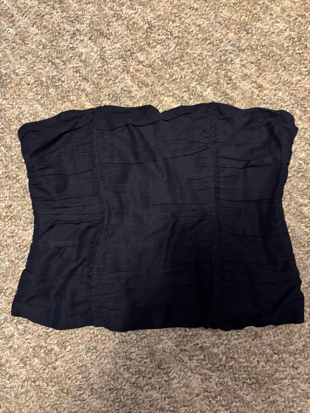Lioness navy blue Strapless Zip-Back crop top